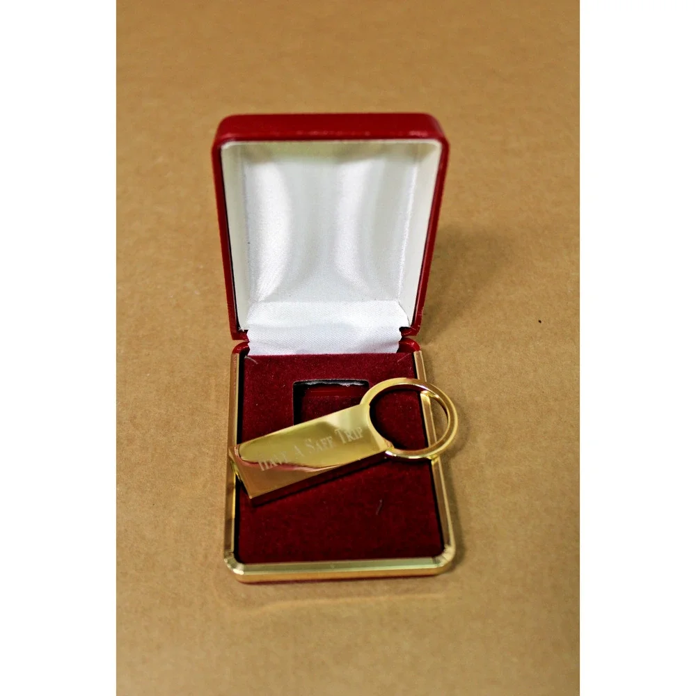 Engravable Gold Metal Keychain, Gift Boxed, 